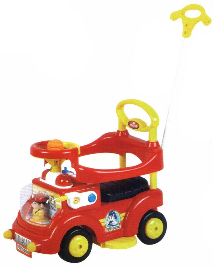 Kids Toddler Red Fire Engine Ride On Toy Walker Car with Push Bar - Aussie Baby