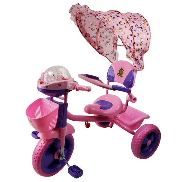 Kids Toddler Tricycle With Hood - Pink - Aussie Baby